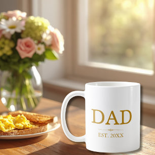 Papa Est. Datum mit Kinder Namen Gold Schrift Kaffeetasse