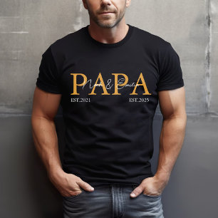 Papa Est Jahr Benutzerdefinierter Text Name des Va T-Shirt