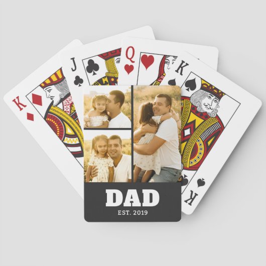 Papa Established Fett Text Schwarz 3 Foto Spielkarten (Rückseite)