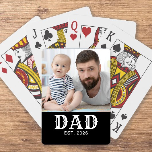 Papa Established Fett Typography Schwarz Foto Spielkarten