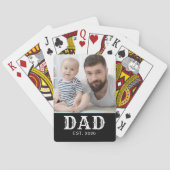 Papa Established Fett Typography Schwarz Foto Spielkarten (Rückseite)