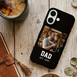 Papa Established Foto Vatertag Geschenk Schwarz iPhone 16 Hülle