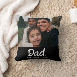 Papa Established Foto White Schrift Kissen