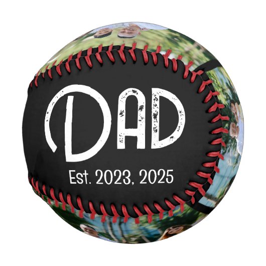 Papa Established Grunge Text Schwarz 3 Foto Baseball (Rückseite Links)