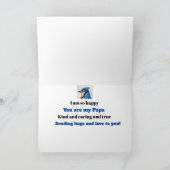 Papa Fathers Day Blue Jay Bird Painting Blue Black Karte (Innenseite)