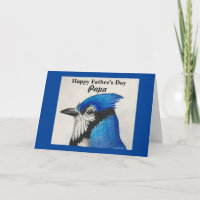 Papa Fathers Day Blue Jay Bird Painting Blue Black