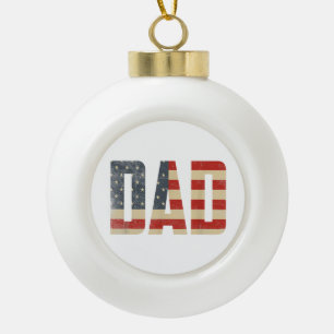 Papa Feste Patriotische Amerikanische Flagge Vater Keramik Kugel-Ornament