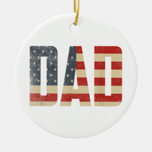 Papa Fette Patriotische Amerikanische Flagge Vater Keramik Ornament