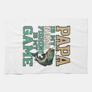 Papa Fischen Ist Mein Spiel Vintage Fisch Shirt De Geschirrtuch
