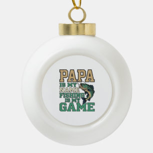 Papa Fishing ist mein Spiel Vintage Fisch-Shirt-De Keramik Kugel-Ornament