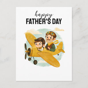 Papa fliegt Flugzeug Wolken Süß Frohen Vatertag Postkarte