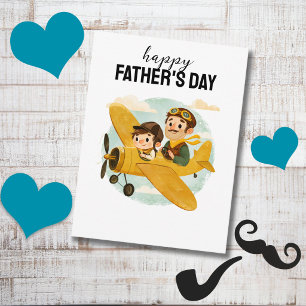 Papa fliegt Flugzeug Wolken Süß Frohen Vatertag Postkarte
