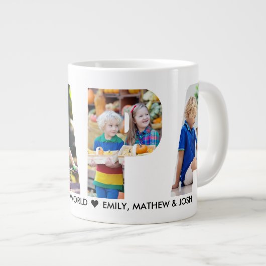 PAPA Foto Collage Letter Cutout Personalisiert Jumbo-Tasse (Vorderseite Rechts)