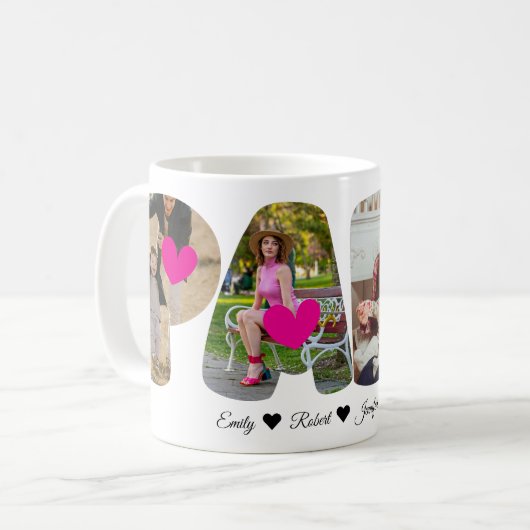 PAPA Foto Collage Tasse mit Herz - Perfektes Gesch (Vorderseite Links)