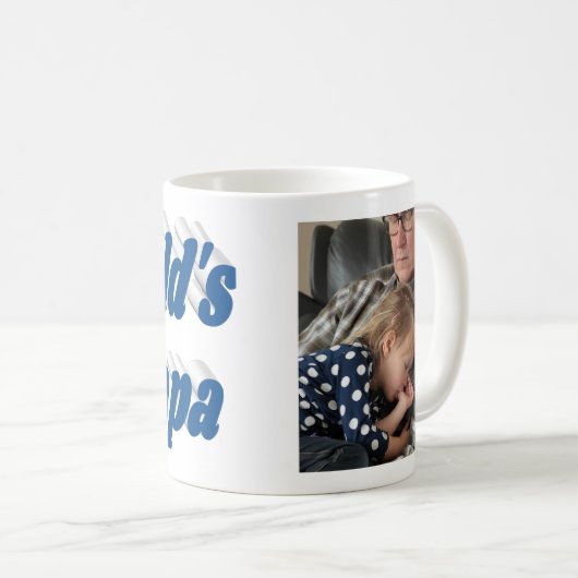 Papa-Foto mit blauem Meertext Kaffeetasse (VorderseiteRechts)