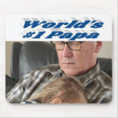 Papa-Foto mit blauem Meertext Mousepad (Vorne)