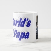 Papa-Foto mit blauem Text Jumbo-Tasse (Vorderseite)