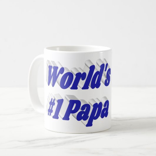 Papa-Foto mit blauem Text Kaffeetasse (Vorderseite Links)