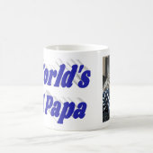Papa-Foto mit blauem Text Kaffeetasse (Mittel)