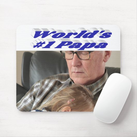 Papa-Foto mit blauem Text Mousepad (Mit Mouse)