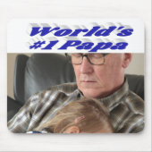 Papa-Foto mit blauem Text Mousepad (Vorne)