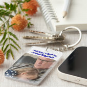 Papa-Foto mit blauem Text Schlüsselanhänger (Vorderseite rechts)