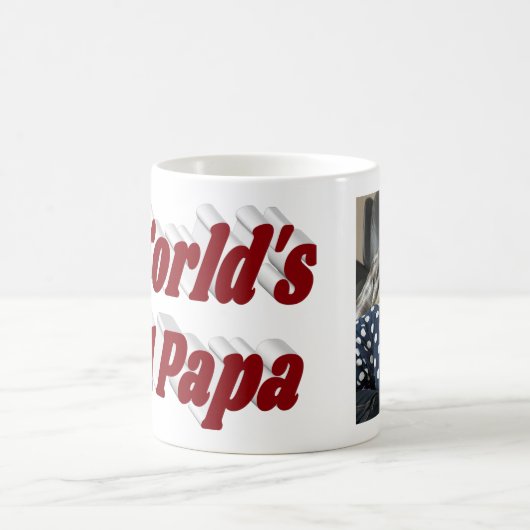 Papa-Foto mit bordeauxfarbenem Text Kaffeetasse (Mittel)