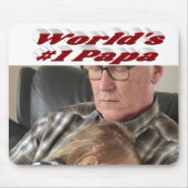 Papa-Foto mit bordeauxfarbenem Text Mousepad (Vorne)