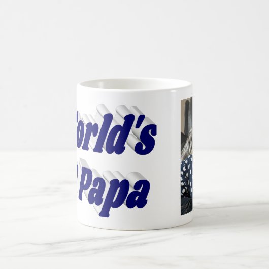 Papa-Foto mit dunkelblauem Text Kaffeetasse (Mittel)