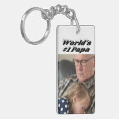 Papa-Foto mit schwarzem Text Schlüsselanhänger (Vorderseite links)