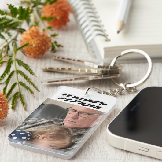 Papa-Foto mit schwarzem Text Schlüsselanhänger (Vorderseite rechts)