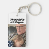 Papa-Foto mit schwarzem Text Schlüsselanhänger (Rückseite)