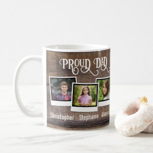 Papa-Foto-Tasse Stolz Papa 3 Kinder Vintage Vatert Kaffeetasse