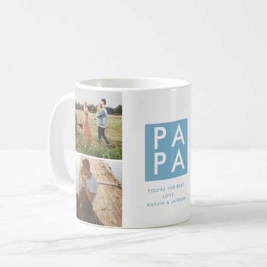 Papa-FotoCollage des Vaters Kaffeetasse (Vorderseite Links)