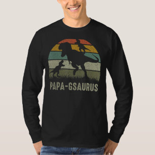 Papa G Dinosaur T Rex Papa Gsaurus 2 Kinder Famili T-Shirt