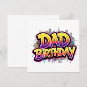 Papa Geburtstag Regenbogen Stadt Graffiti Einladung (Vorne/Hinten)