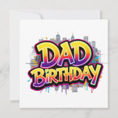 Papa Geburtstag Regenbogen Stadt Graffiti Einladung (Vorderseite)