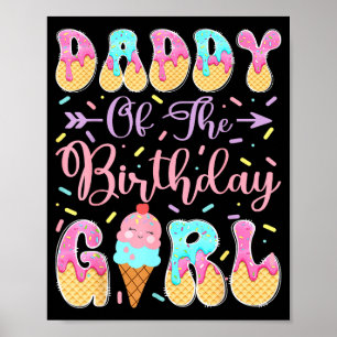 Papa Geburtstagsmädchen Süße Eis Illustration Poster