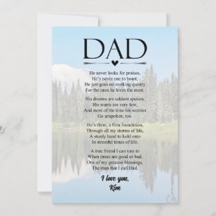 Papa-Gedicht Vatertag Personalisierte Feiertagskar Feiertagskarte