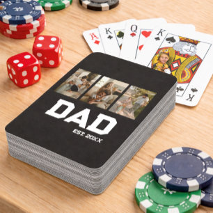 Papa Gegründet 3 Foto Anpassbares Jahr Geschenk Spielkarten