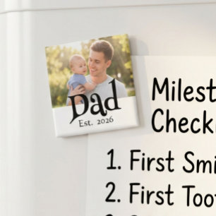 Papa Gegründet Foto Schwarz Lustig Fett Einfach Magnet