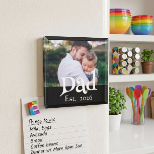 Papa Gegründet Foto Schwarz Lustig Fette Einfache  Magnet