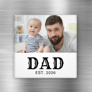 Papa Gegründet Foto Schwarzer Text Vatertag Magnet