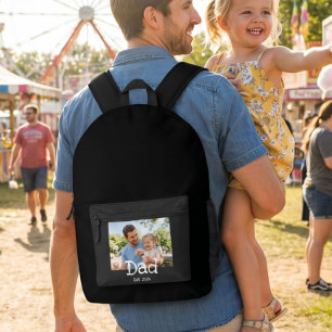 Papa Gegründet Foto Spaß Fett Schwarz Weiß Bedruckter Rucksack