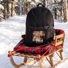 Papa Gegründet Foto Spaß Fett Weiße Text Schwarz Bedruckter Rucksack