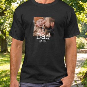 Papa Gegründet Foto Spaß Fett Weiße Text Schwarz T-Shirt