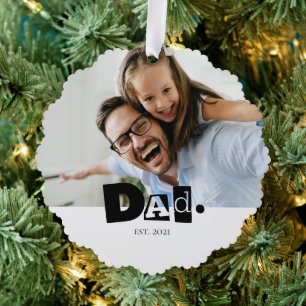Papa Gegründet Jahr Benutzerdefiniertes Foto Weihn Ornament Karte
