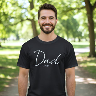 Papa Gegründet Minimal Schrift Schwarz Weiß T-Shirt