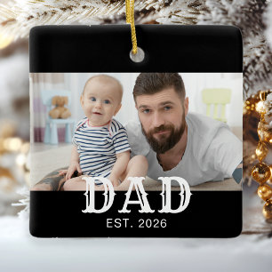 Papa Gegründet Schwarz Weiß Typografie Foto Keramikornament
