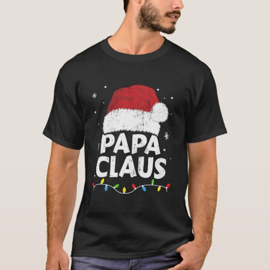 Papa Grandpa Claus Lights Family Pajama T-Shirt (Vorderseite)